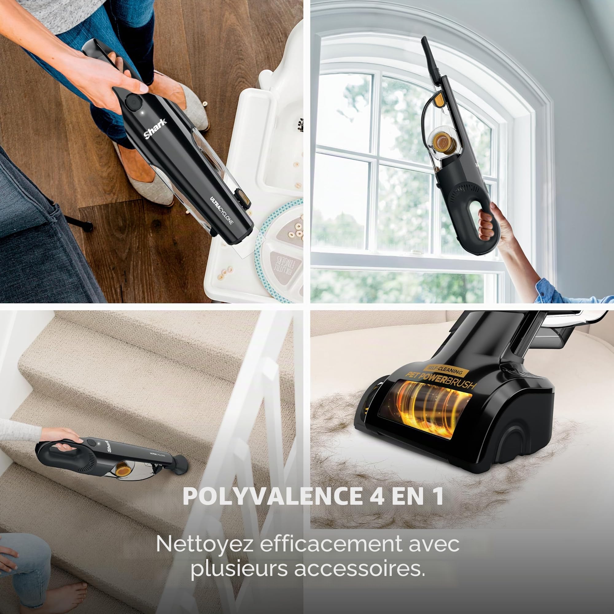 UltraCyclone Pet Pro Plus Aspirateur à main Shark sans fil, aspiration puissante, pour voiture et maison, brosse électrique suceur plat brosse à récurer
