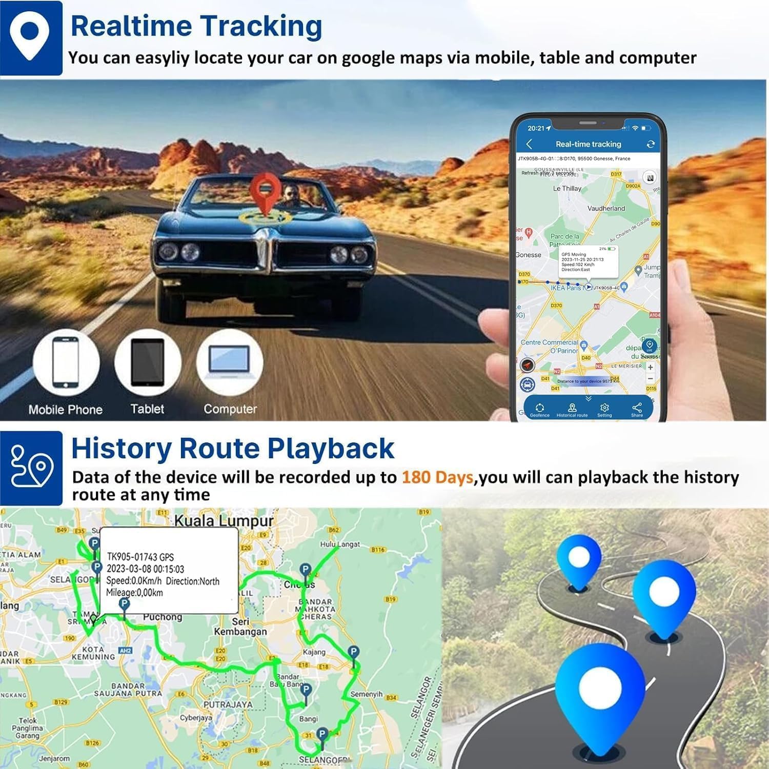 4G Mini GPS Tracker mit Echtzeit Online Verfolgung, 60 Tage Standby, weltweiter Einsatz & vielfältigen Alarmbenachrichtigungen – Abonnement erforderlich, GPS-Tracker für Fahrzeuge, Haustiere und mehr