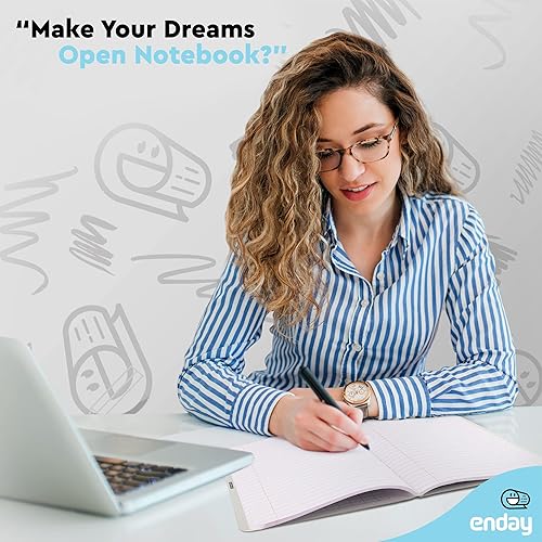 Miniatura 6 de Emraw cuaderno de composición con cubierta de estilo mármol de color blanco y negro, con 100 páginas de papel blanco con renglones angostos, 2