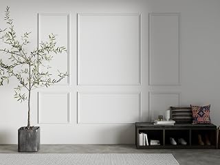 Teabelle Pre-Cut Wall Molding Kit of 6 Pcs, Ready-to-Assemble Wainscoting Panels, 3D Accent Wall Trim for Interior Wall Décor Living Room Bedroom Accent Wall, 3 Top 3 Bottom
