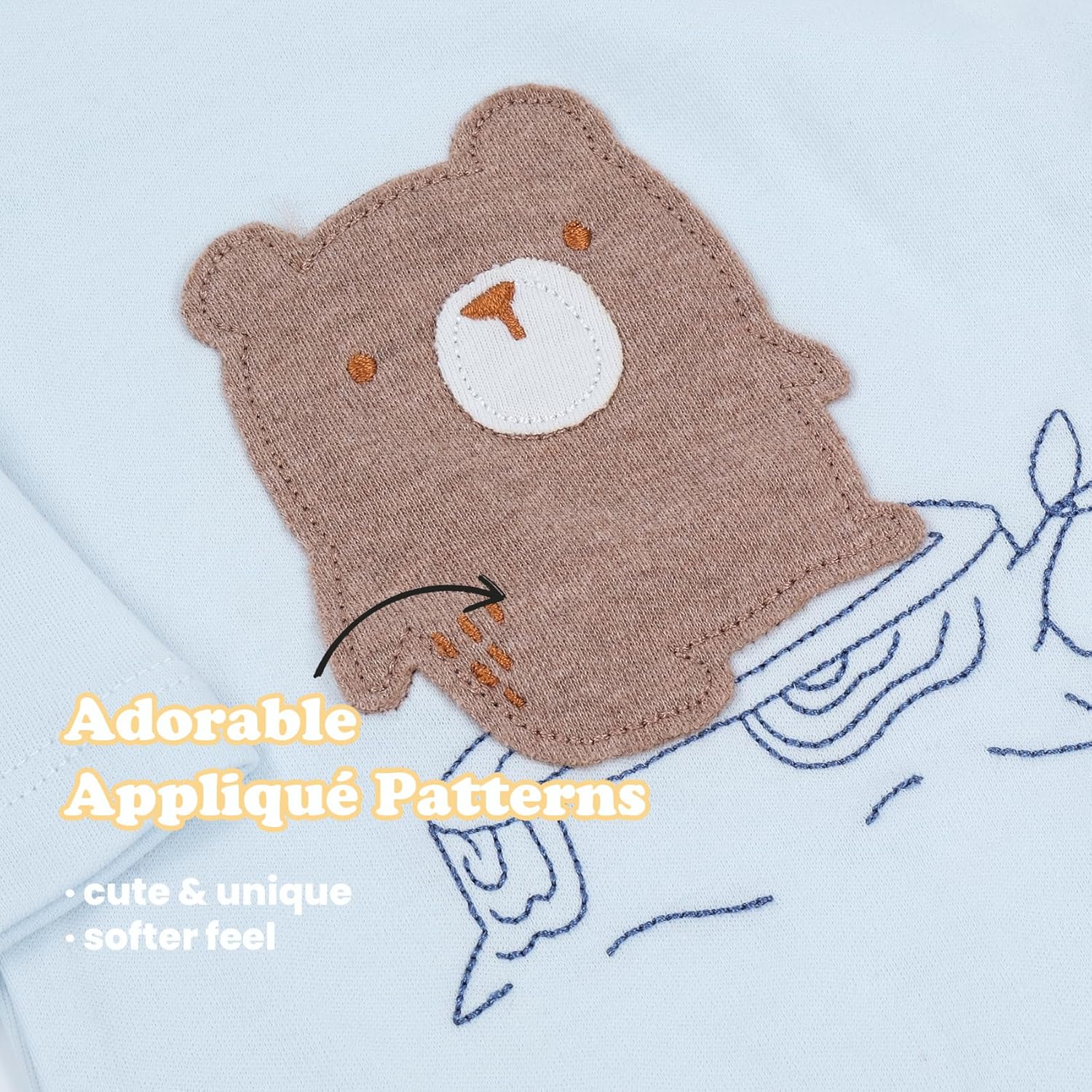 Baby Boy Footed Romper pack of 2，100% Cotton Snap Footies for 0-12 Months, Cute patterns Baby Boy Clothes - Image 3