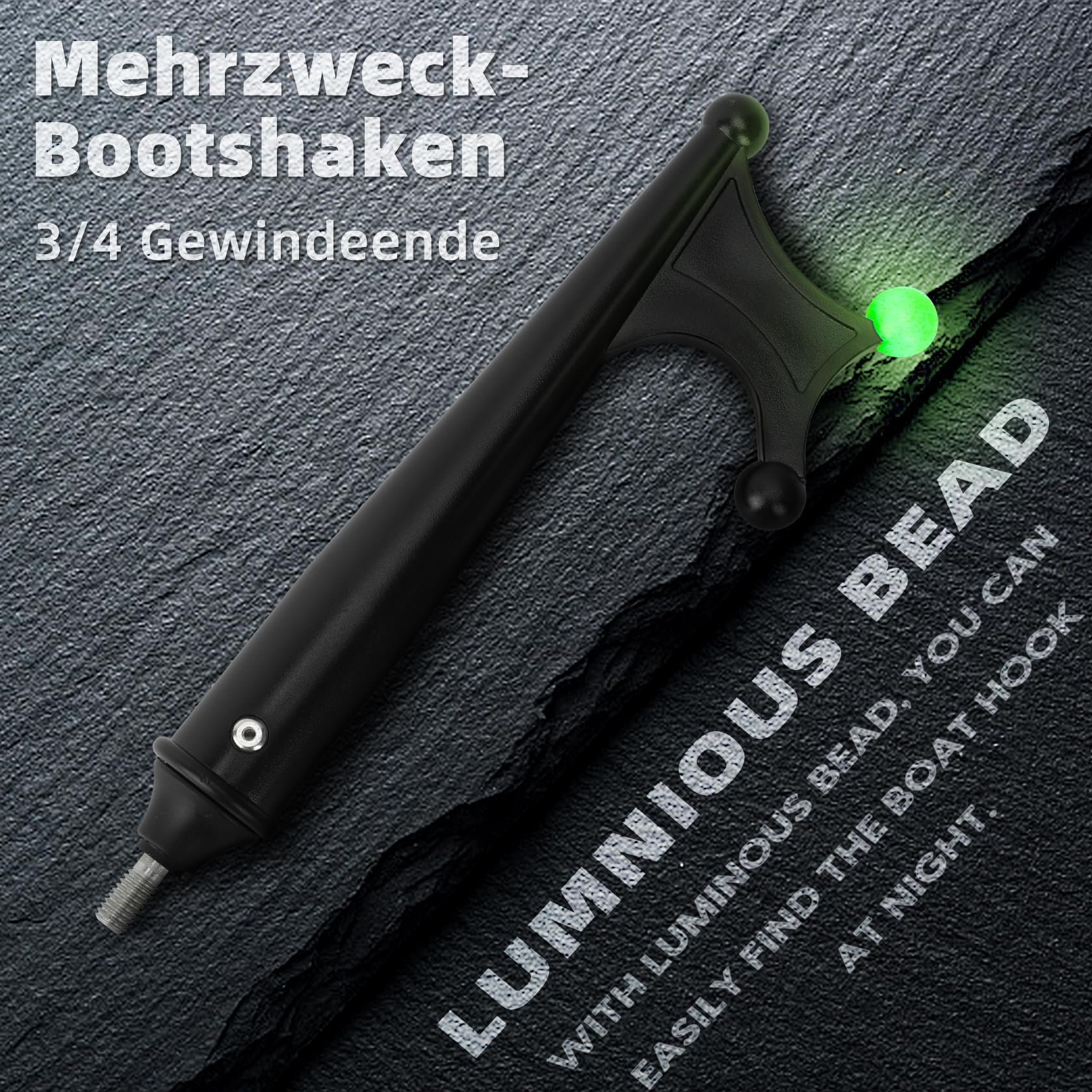 SANLIKE Teleskop-Bootshaken Aluminiumlegierung Klasse 3/5, rostfrei leicht mit Leuchtperlen, verstellbar 128/240/358/542cm Schwarz, Pontonboot Schubstange Bootszubehör zum Andocken