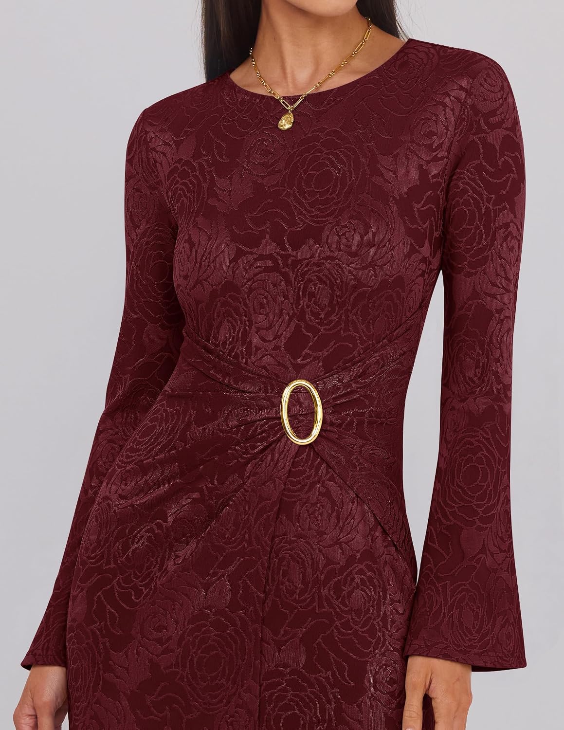 MEROKEETY Women's Fall Long Sleeve Formal Wedding Guest Cocktail Maxi Dress image 5