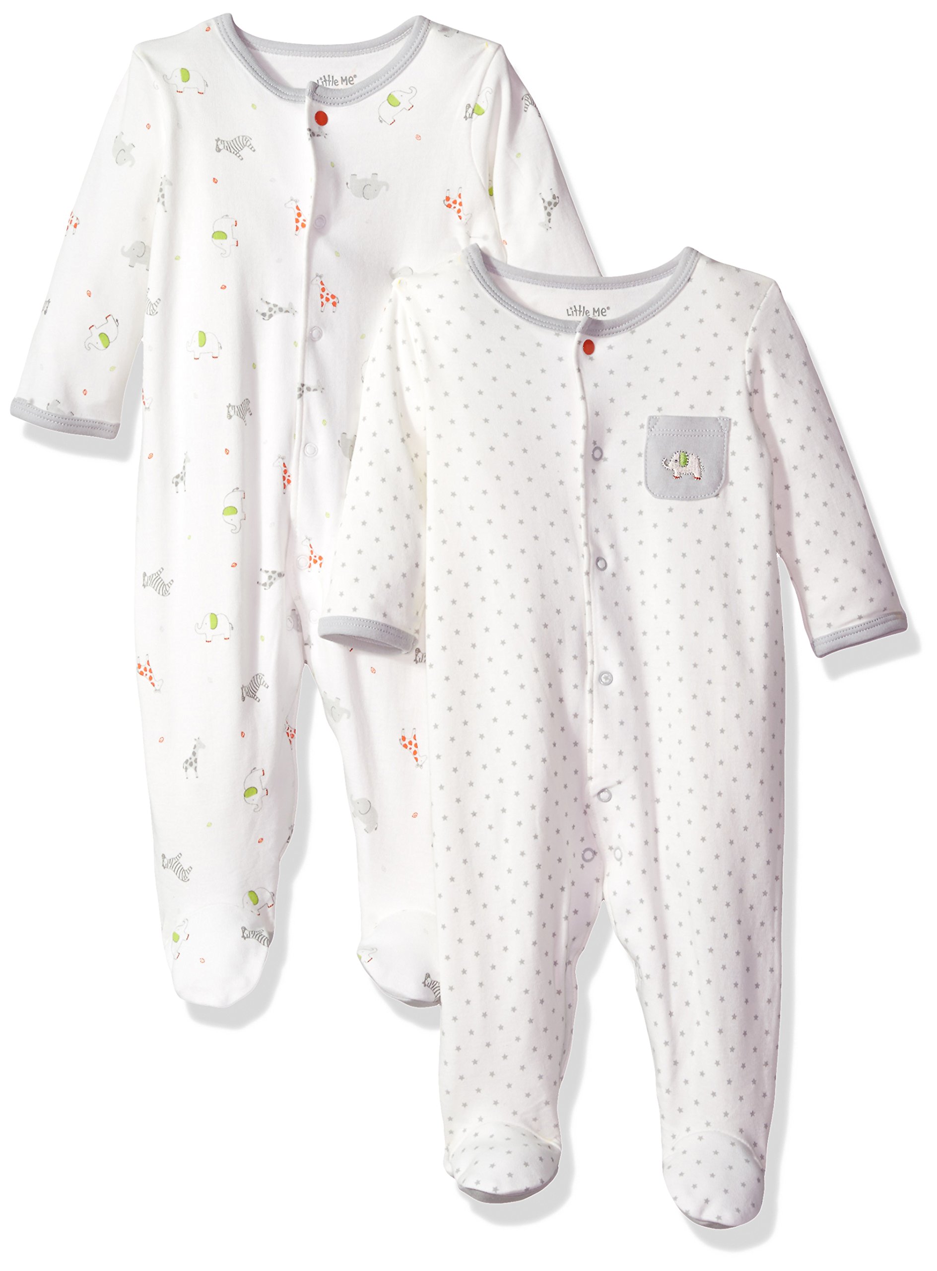 Little Me Clothes for Baby Boys' 2-Pack Safari Footies, Preemie