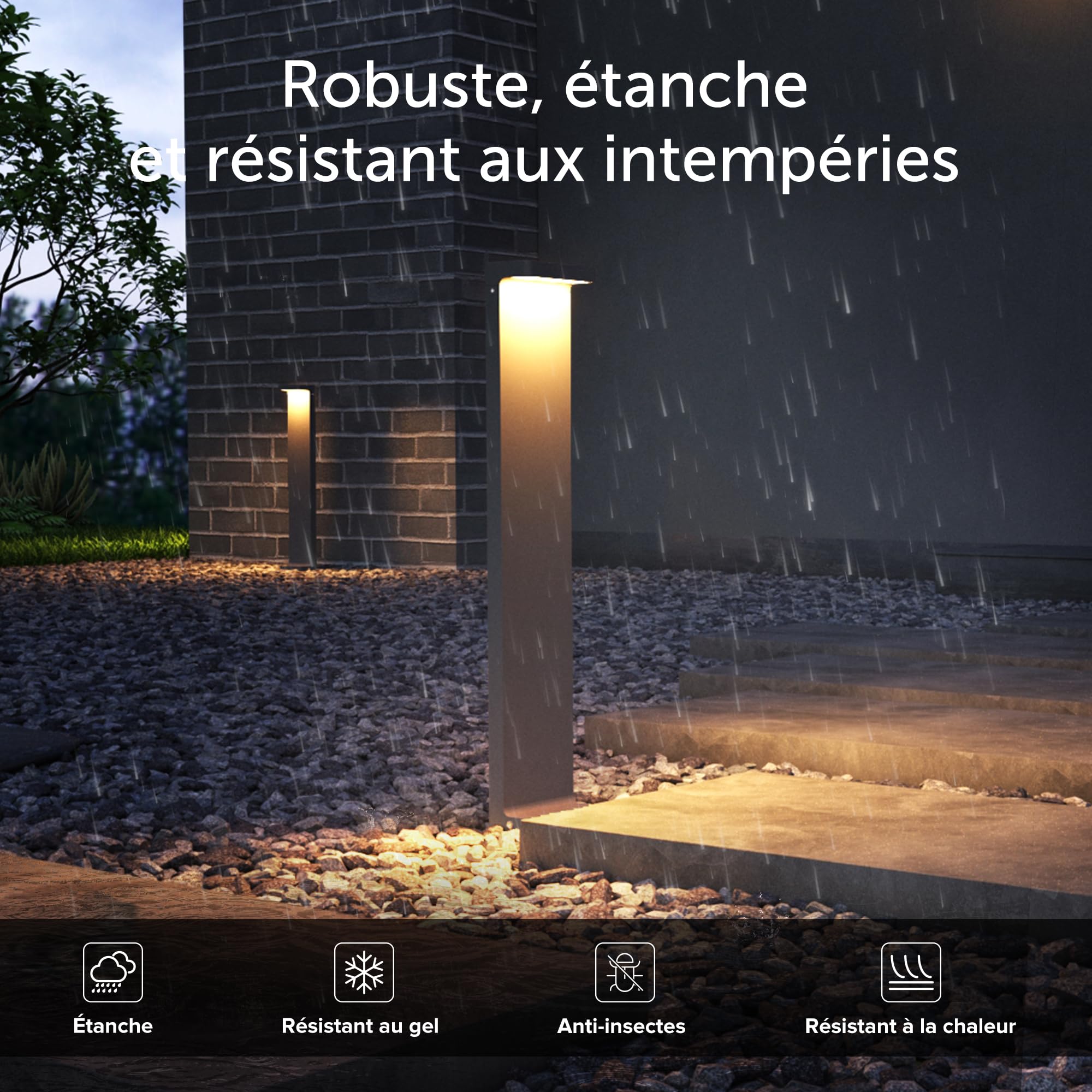 doporro Lampe Extérieure sur Pied LED 6W Gris Lampe de Chemin Jardin 60cm