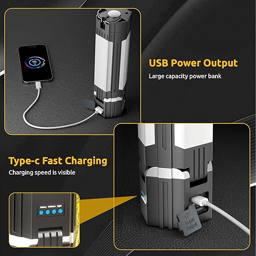 Miniatura 3 de Linterna de camping telescópica, linterna LED recargable con 5 modos de iluminación, linterna magnética plegable para emergencia, campamento,