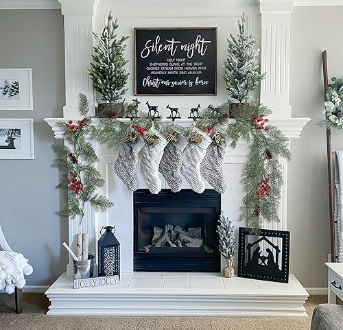Miniatura 4 de DearHouse Guirnalda de Navidad de pino de 6 pies con abeto, ciprés, bayas, piñas, guirnalda de vegetación artificial de invierno para temporada de
