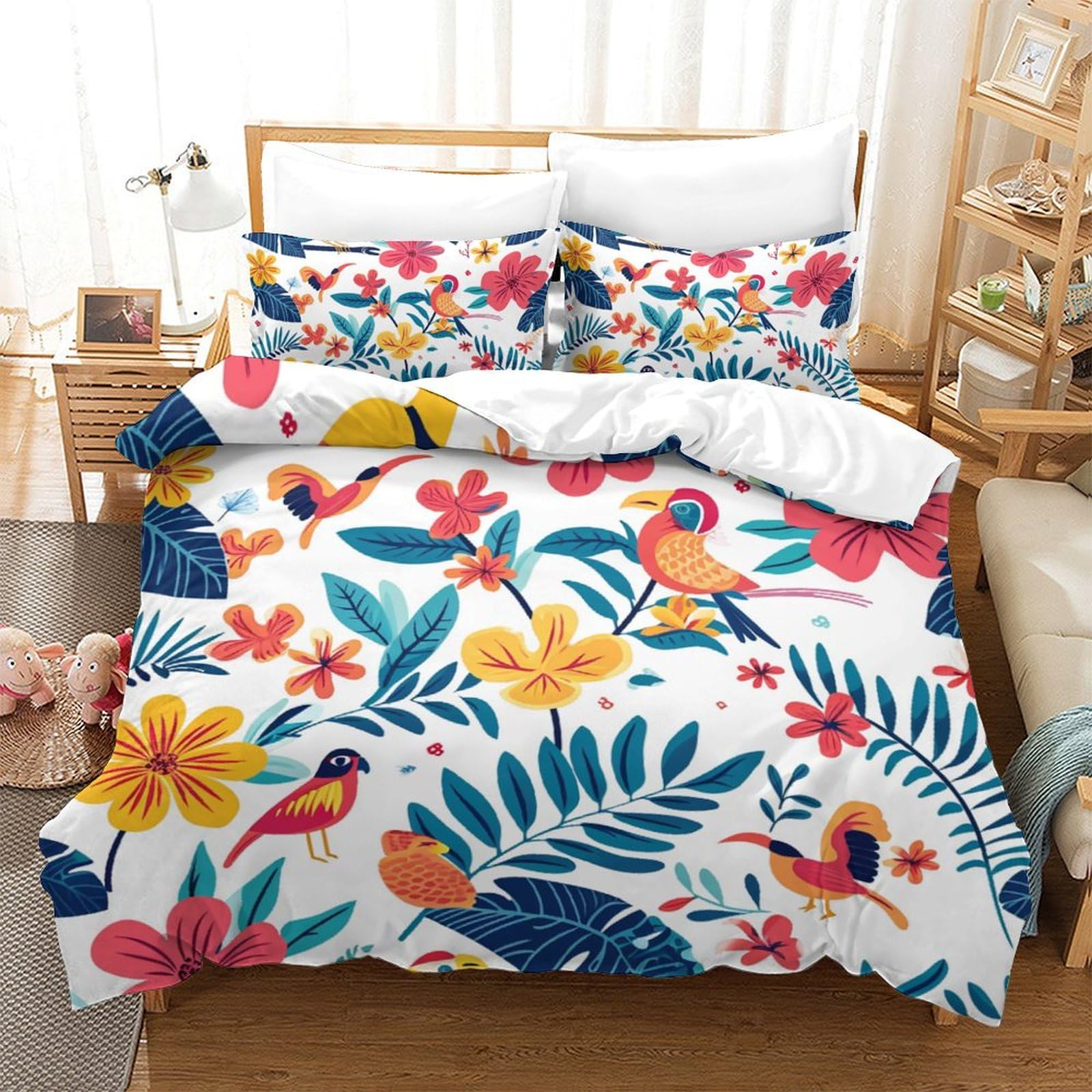 Parure de lit microfibre douce haut de gamme 200 x 200 cm parure lit motifs floraux 3D relief