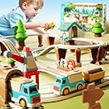 iPlay, iLearn Electric Train Set for Kids 3-5, Toddler Magnetic Train Trailer Track & Car Tracks Toys, Forest Adventure Railway Playset, Birthday Gifts for 3 4 5 6 7 8 Year Old Boys Girls Children
