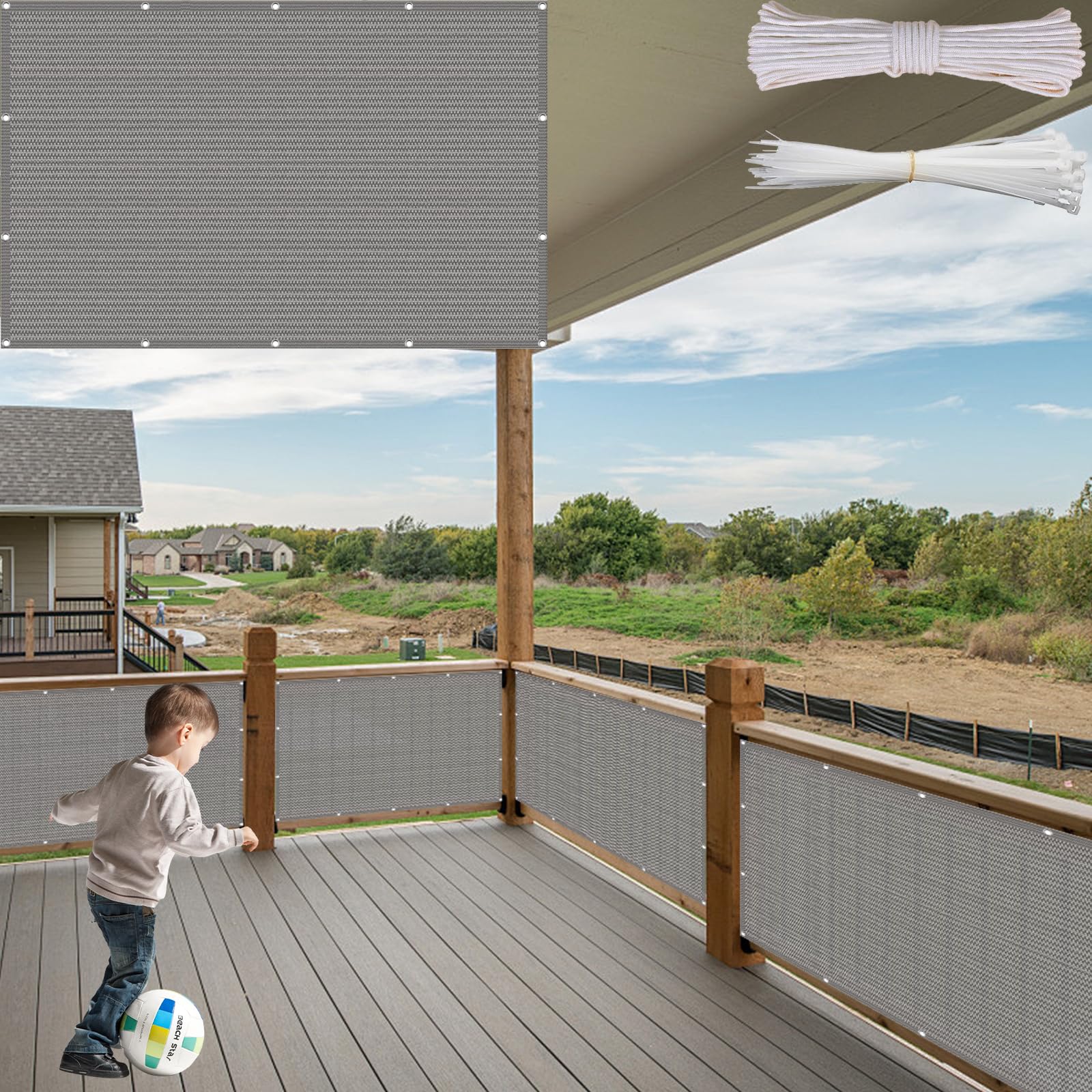 Brise-vue balcon 80x240 cm occultant clôture jardin extérieure gris