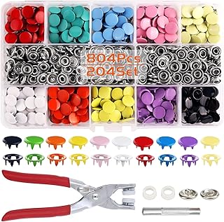 Snaps Buttons with Fastener Pliers Press Tool Kit, Snaps for Sewing, Snap Fasteners Tool, 804 Piece with Snaps Pliers Snaps for DIY CraftingSewing, Clothes, Romper, Bib Crafting(10 Colors, 0.39 inch)