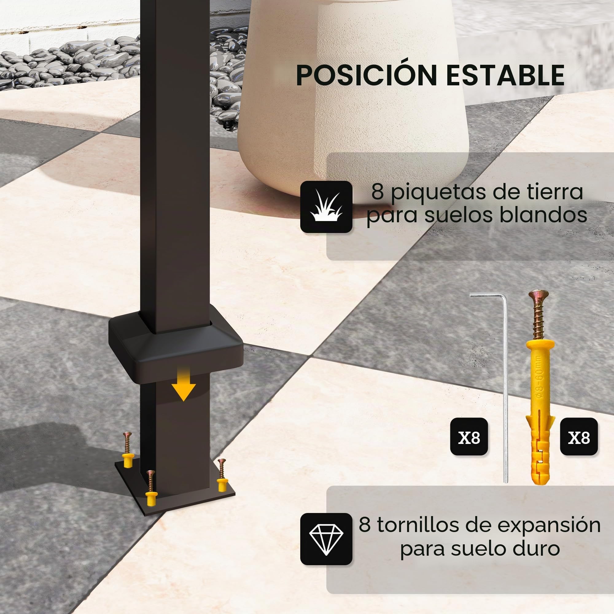 Outsunny Barbacoa cenador rígido de Doble Techo, cenador de jardín con 2 estantes y Gancho Superior, toldo de Barbacoa para terraza de jardín, 244x184x258cm, Negro