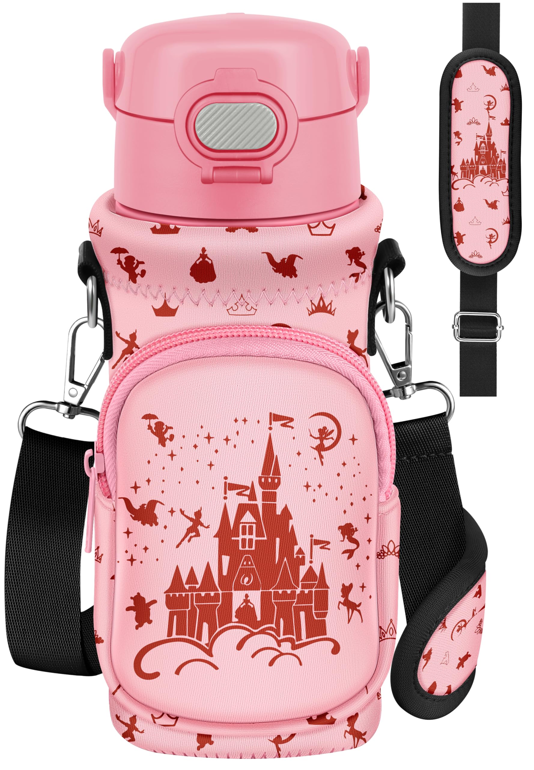 Miss Adola Water Bottle Carrier with Strap - Insulated Neoprene Water Bottle Holder Bag with Pocket for 14-20 oz