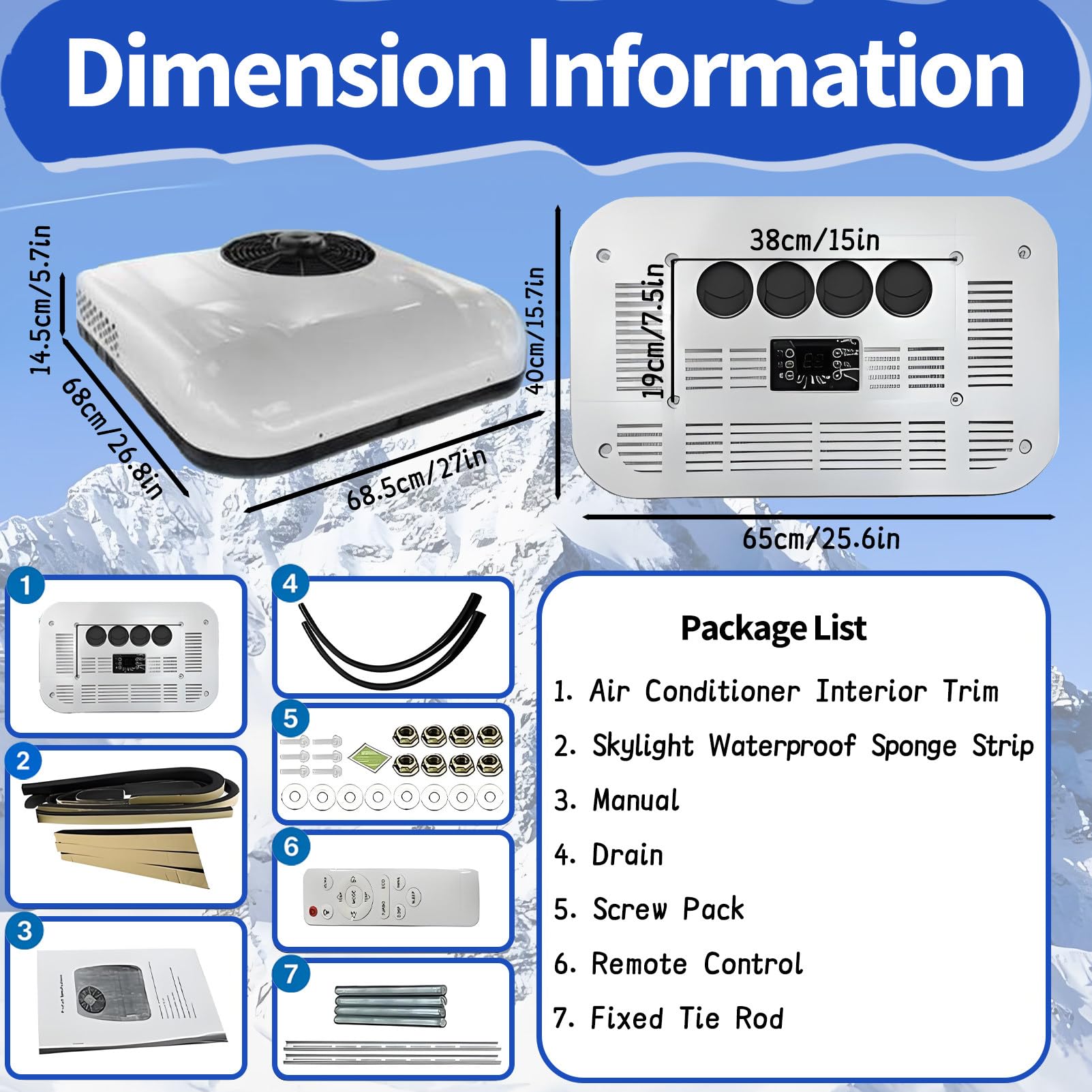 Aria condizionata per Camper, unità A/C per Camper, condizionatore d'Aria per Camper a 12 Volt CC, Riscaldamento e Raffreddamento rapidi, per Camper, autocarri. Cold/Hot-24V
