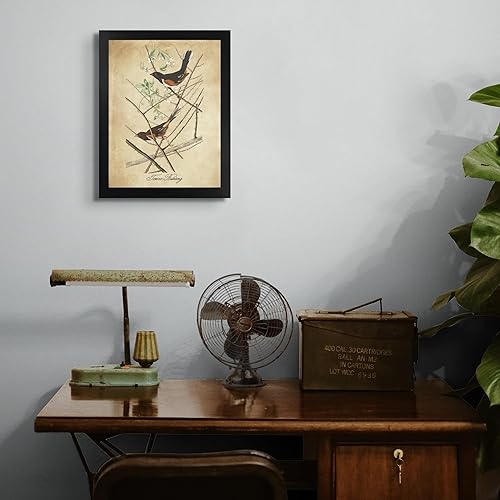 Vista 4 de Towee Bunting by James Audubon - Marco biselado negro de 12 x 16 pulgadas, decoración artística enmarcada para pared, reproducción de pinturas