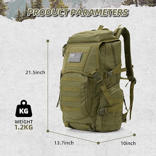 Miniatura 3 de Mochila táctica militar de 35L para hombres, paquete de asalto resistente al agua para mujeres, mochila Molle verde militar, mochila de 3 días para