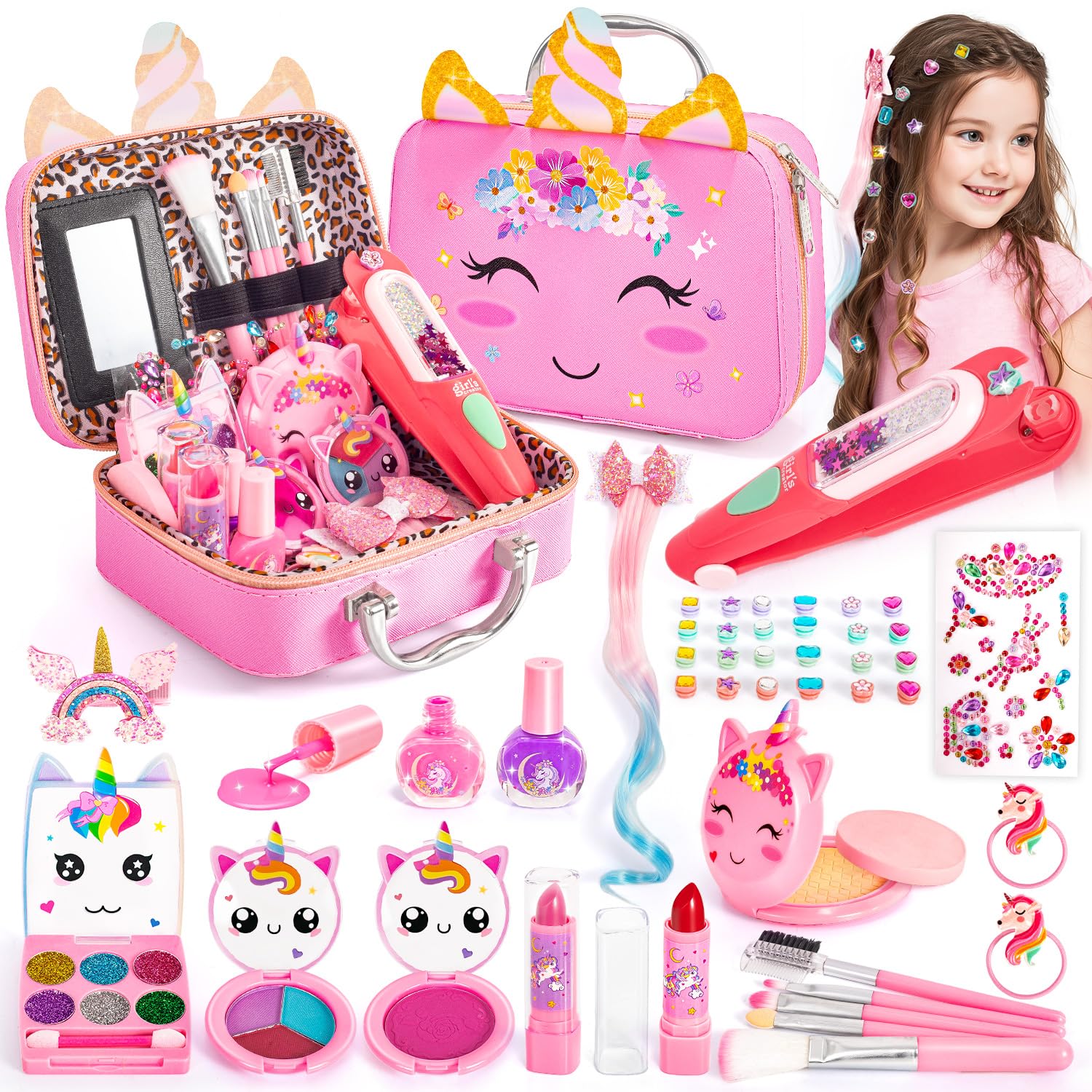 Anpro 15pcs Kit De Maquillaje Lavable Para Niñas — Cosméticos No Tóxicos, Ideal Para Juegos De Princesa, Fiestas Y Cumpleaños, Regalo Para Peques De 3+ Años