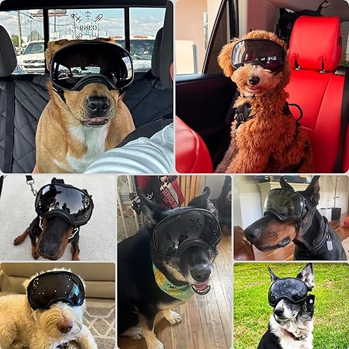 Miniatura 2 de PETLESO Gafas de sol para perros de razas grandes, lentes de sol para perros de raza mediana y grande, visión amplia, protección para los ojos de