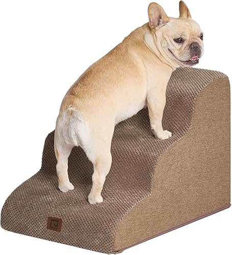 EHEYCIGA Escaleras curvas para perros pequeños, escalones de 3 escalones para perros para sofá, sillón y silla, escaleras para mascotas para gatos,