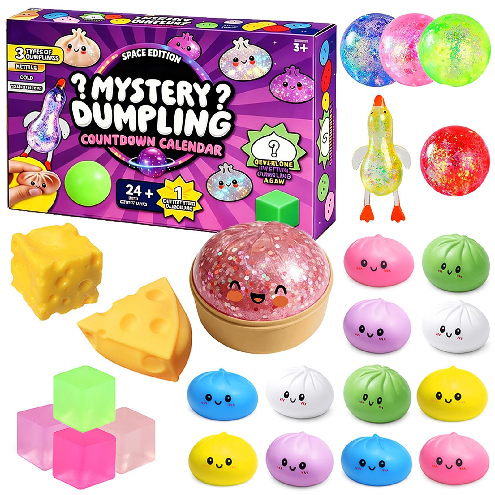 Dumpling Mystery Box Advent Calendar 2026, Anxiety Relief Bao Bun for Adults, Soft Surprise Mini Dumplings, Stress Relief Sensory Gift, Mystery Countdown Calendar for Stress-Free Moments (24 +1)