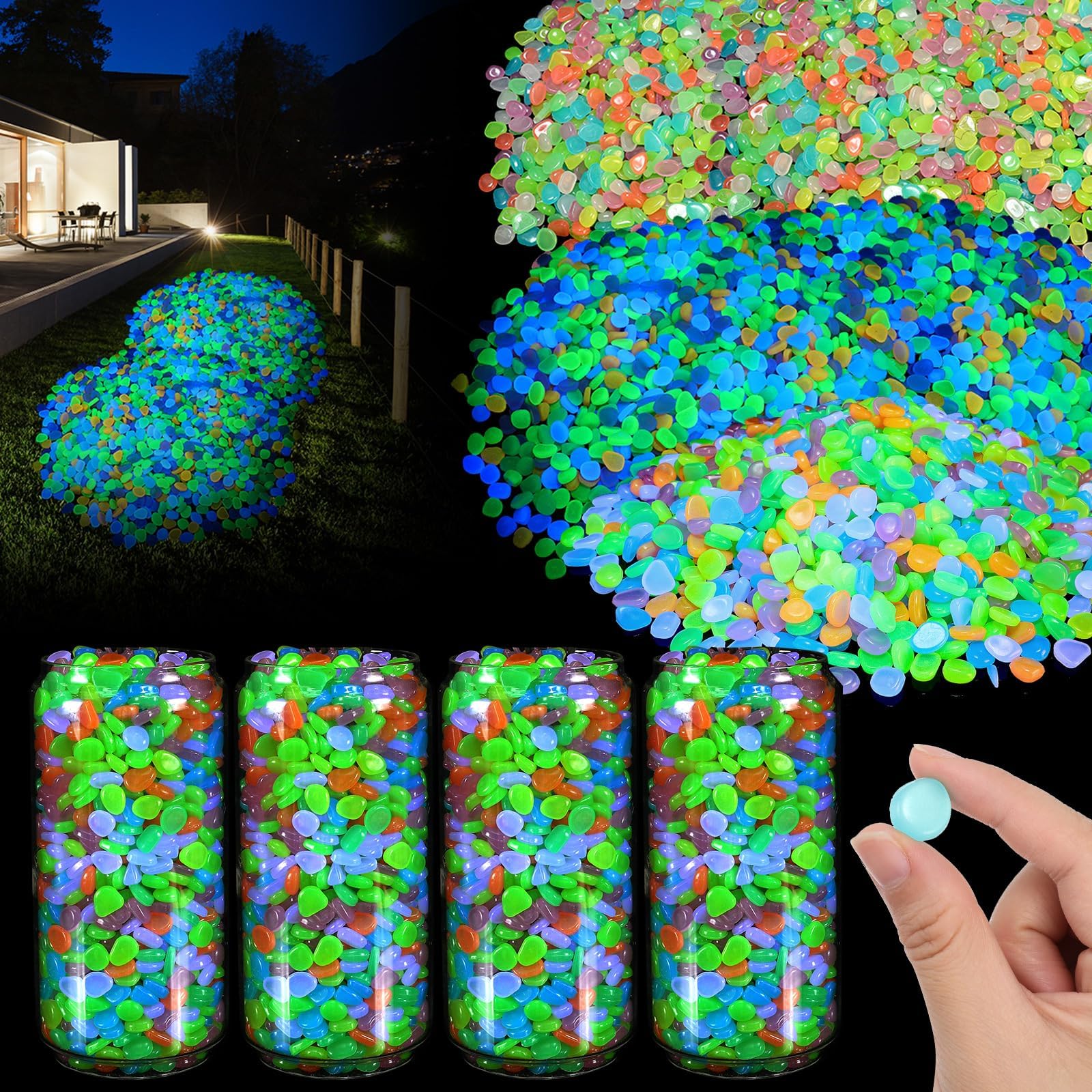 Amazon.com: Sasylvia 12000 Pcs Glow in The Dark Rocks Glow in The Dark ...