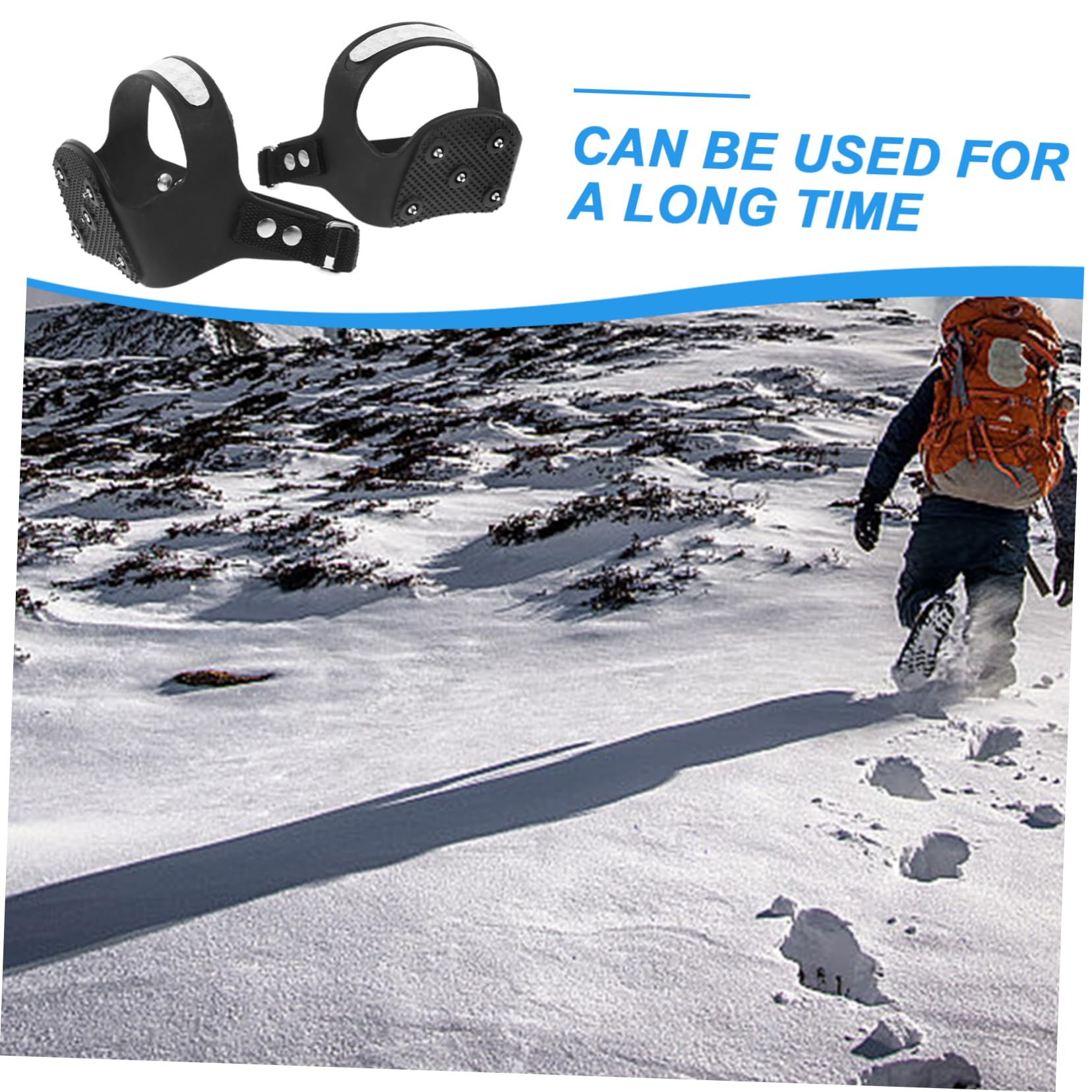 TINEASUR 1pairs Outdoor Tooth Silicone Crampons for Hiking Reflective Ice Cleats for Shoes and Boots Lightweight Traction Spikes for Safe Walking Climbing and Jogging Snowy Black