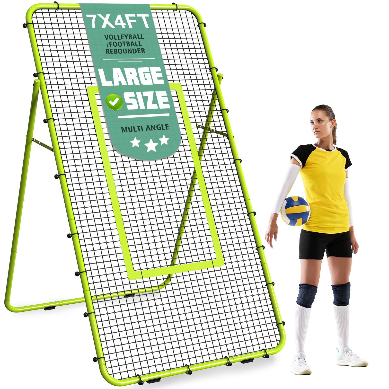 Rete da rimbalzo per pallavolo, regolabile e portatile, 2,8 x 1,2 m, attrezzatura per allenamento da calcio, bersaglio per calcio per bambini e adulti, per insegnare e fare pratica
