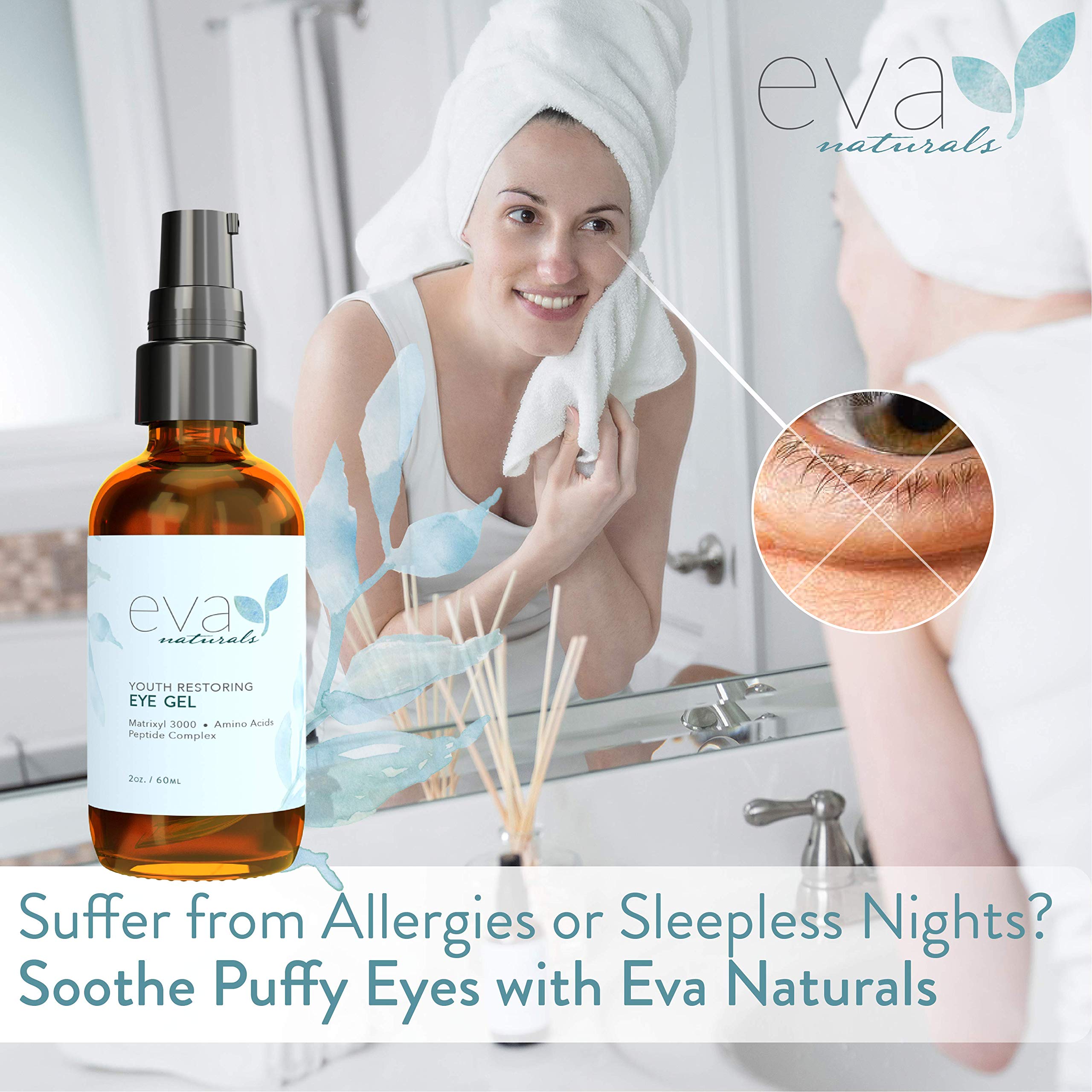 Eva Naturals AntiAging Eye Gel Luxurious Hydrating Under Eye Cream