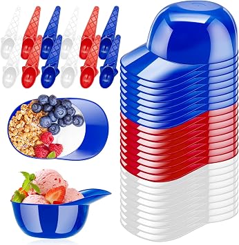 48 PCS Plastic Baseball Helmet Bowl Set 8 oz,Party Snack Cups with Spoons | Mini Ice Cream Dessert Bowls in Baseball Cap Design,Perfect for Birthday Party Supplies,Sports Events & Themed Celebrations