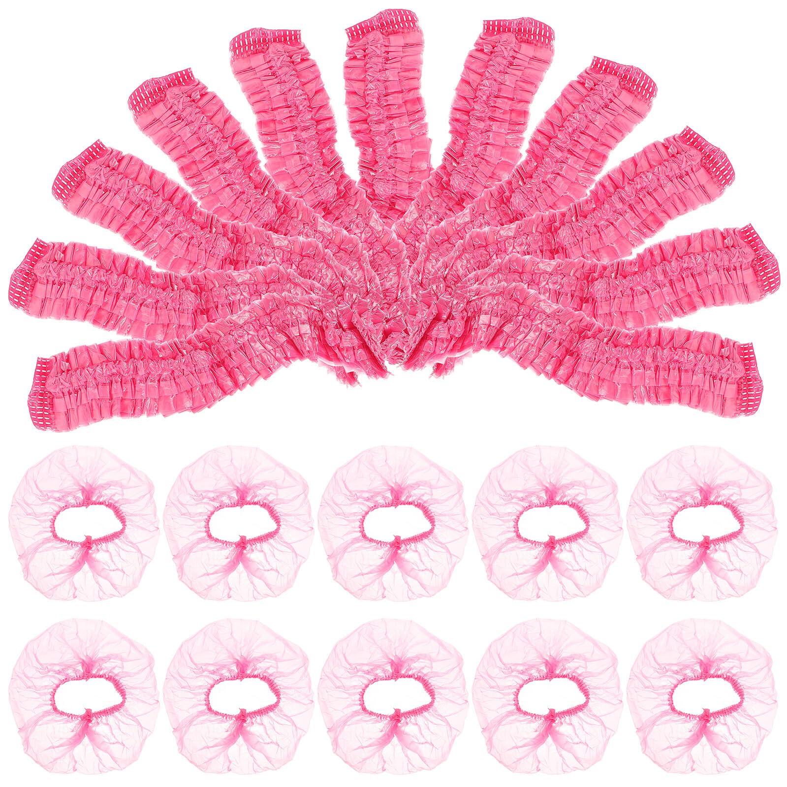 500 pezzi Cuffie Doccia Donna Impermeabili Rosa Elastiche Oversized Usa e Getta per Spa Hotel Bagno e Cura Capelli