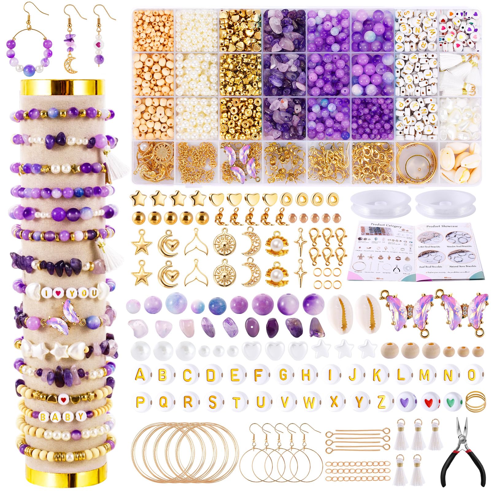 Wurosi Kit de suministros para hacer joyas, kit de fabricación de pulseras