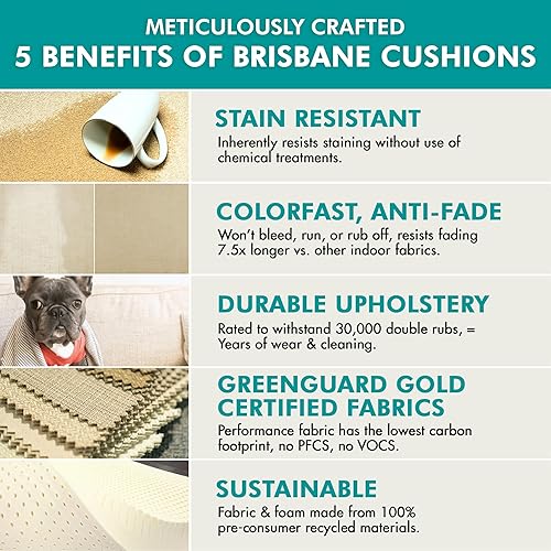 Miniatura 5 de Barnett Home Decor Brisbane - Almohadillas para silla de tapicería de tweed camel con lazos, relleno de espuma de látex, reversibles, fabricadas en