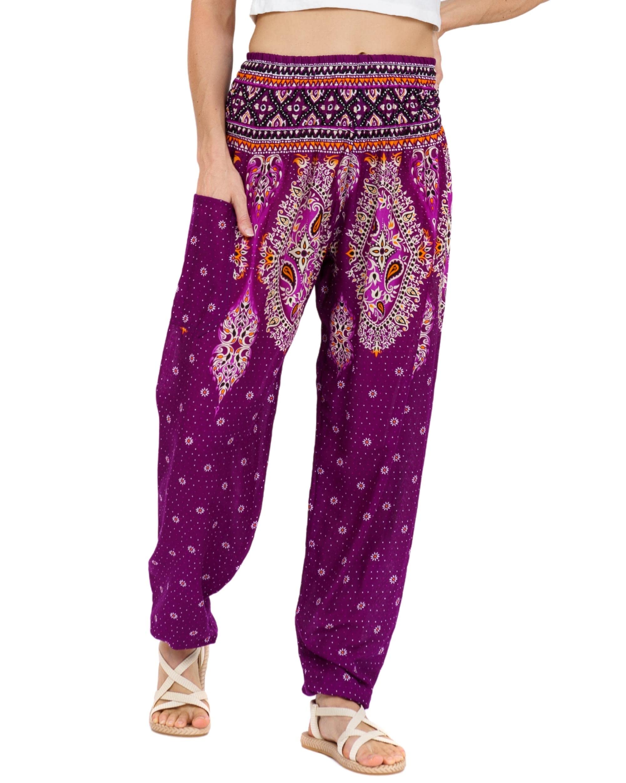LOFBAZHarem Pants for Women Yoga Boho Hippie Clothing Womens Palazzo Bohemian Pajama Trousers Beach Indian Gypsy Genie Clothes