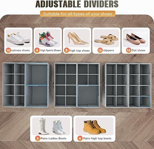 Miniatura 2 de Budding Joy Paquete de 2 organizadores de zapatos para armario, contenedores plegables transparentes para almacenamiento de zapatos, divisores