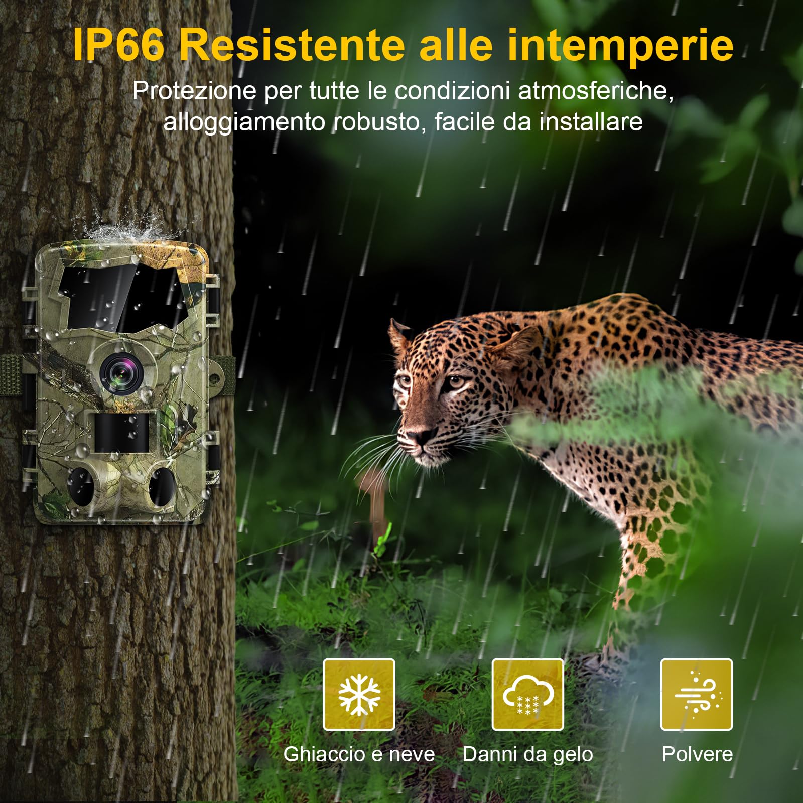 Lutranstra Fototrappola selvaggia da 5 K, Wi-Fi, 64 MP con trasmissione del cellulare, Fototrappola Notturna per animali selvatici a infrarossi con scheda SD 32 G e 8 batterie AA, sensore di movimento