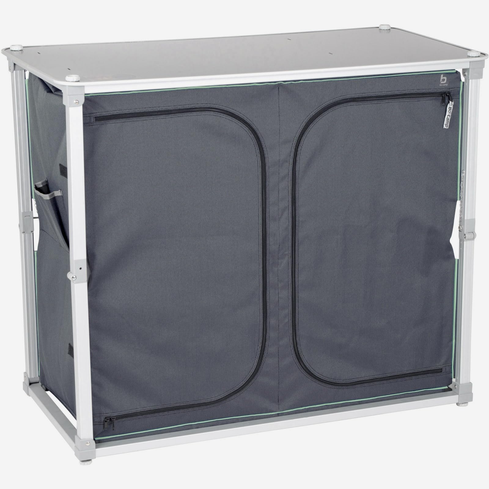Bo-Camp Quick Up Solid – Kã ¼ chenschrank Pieghevole 4 Fã ¤ ergonomico con ripiano + Top + Protezione Antivento