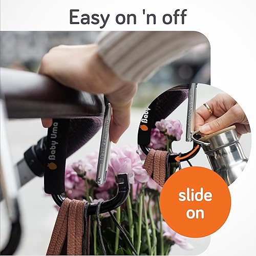 Miniatura 5 de Baby Uma Ganchos XL para cochecito de bebé para bolsas colgantes y compras (paquete de 2) - Clips y ganchos universales para cochecito - Accesorios