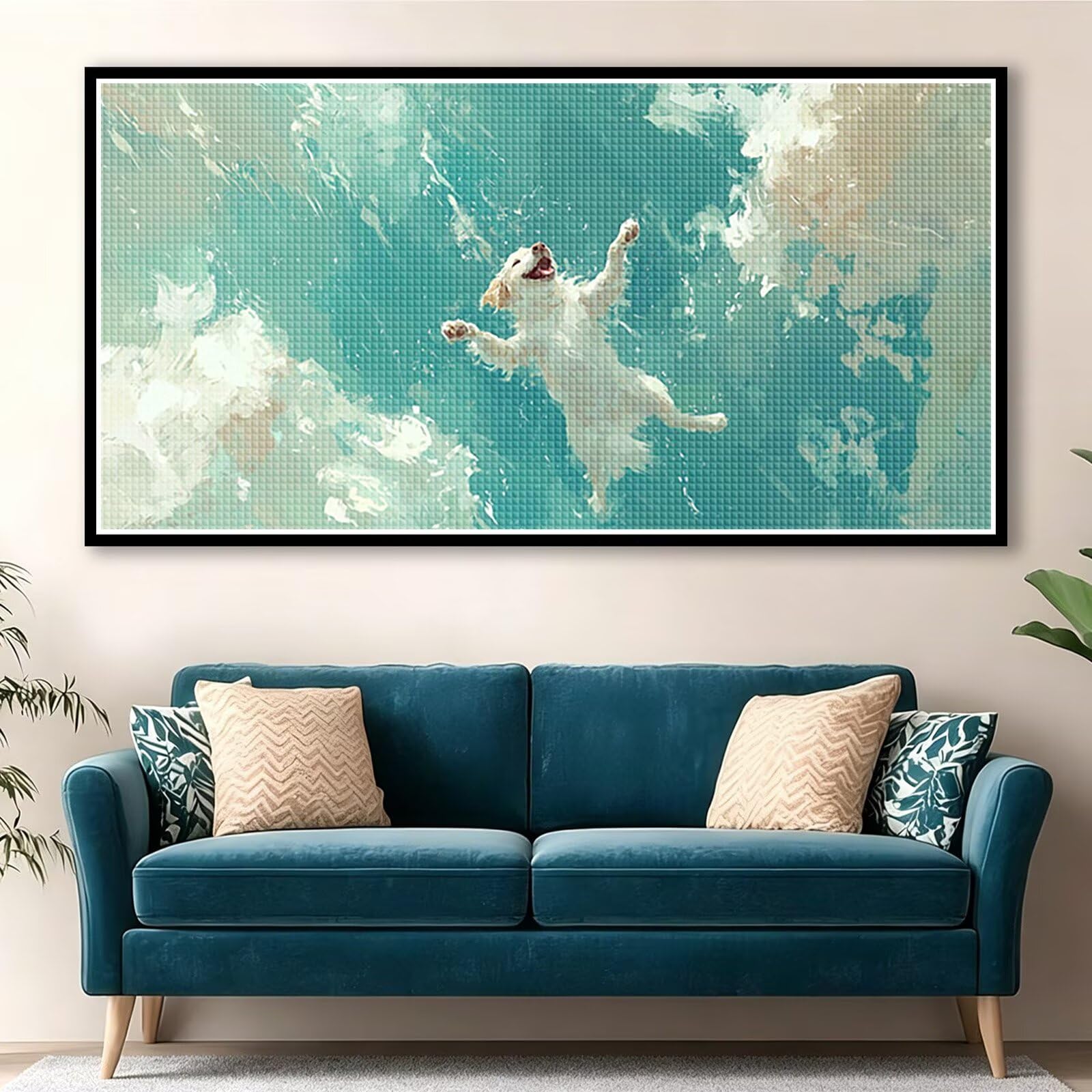 Diamond Painting Adultos Animal Pintura Diamante, Perro Diamond Painting 5D Completo, DIY Cuadrado Bordado Punto de Cruz Cuadros de Diamantes Kit para Decoracion Hogar, Regalo Mujer 160x80cm 0J-562