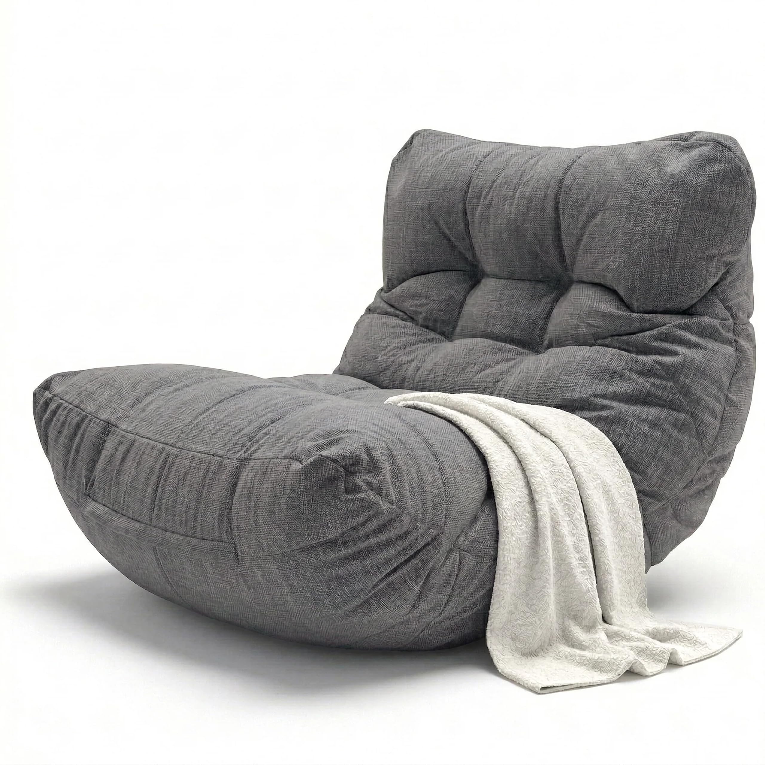 Aiire Pouf da Esterno XXL con Imbottitura Inclusa - Poltrona Sacco di Design per Giardino, Terrazza o Piscina - Bean Bag Chair 1 Posto per Relax o Lettura, Grigio Scuro
