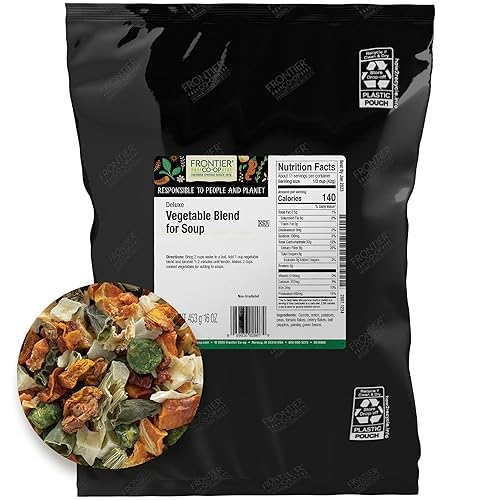 Frontier Co-op - Sopa de vegetales de lujo kosher no irradiada 453g 1lb Bolsa al granel