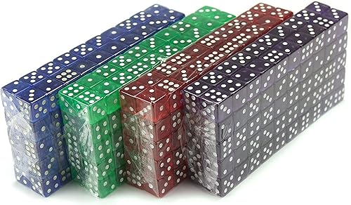 Brybelly 400 dados de 0.630 in, 6 caras, color morado, azul, verde, rojo, ideal para juegos de mesa y juegos de bricolaje
