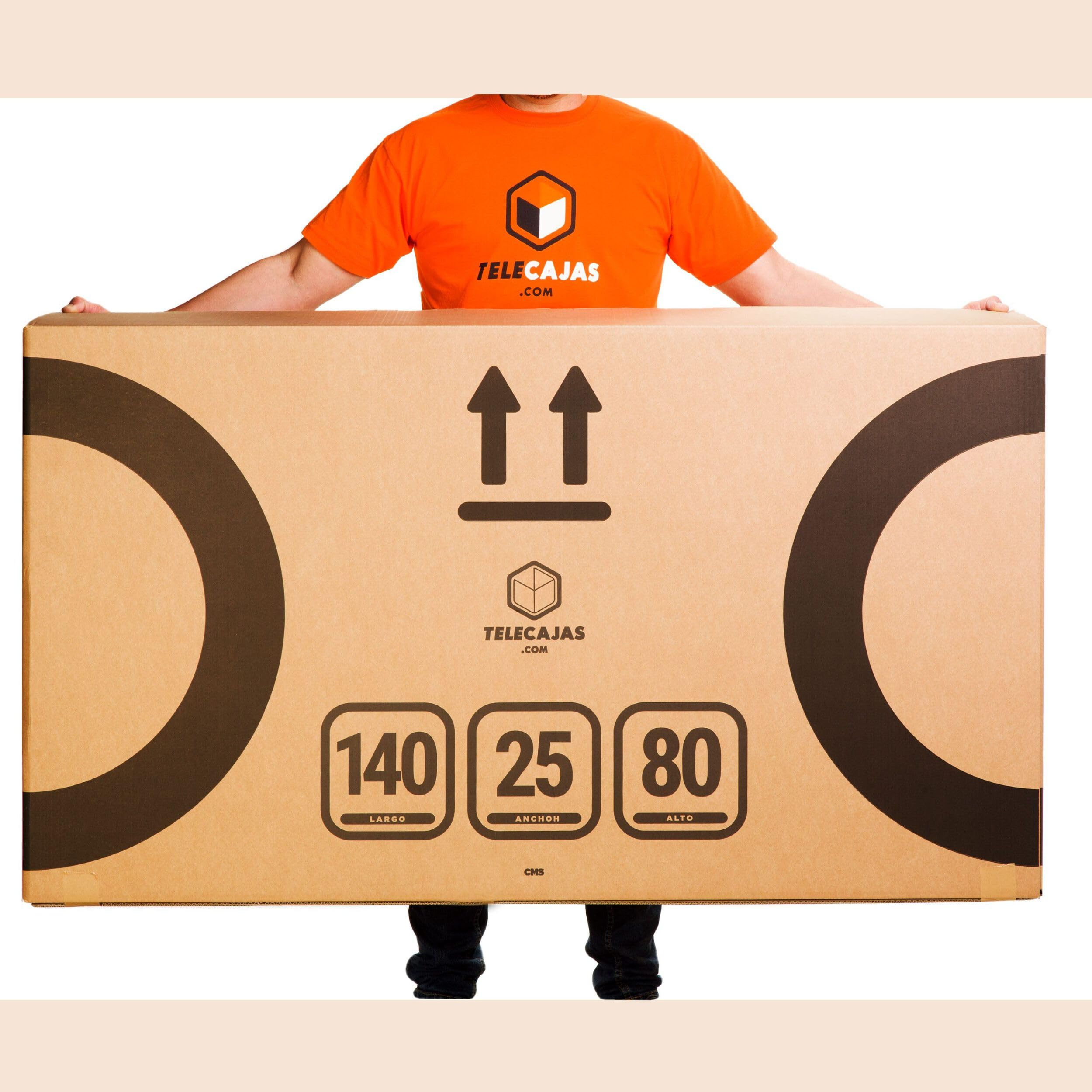 TELECAJAS | Caja para Bicicleta de Cartón Reforzado – Doble Onda, Solapas Dobles y Asas Resistentes – Ideal para Envío, Mudanzas o Almacenamiento – 140x25x80 cm con | Cinta Adhesiva Regalo