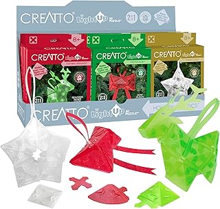 Creatto Holiday Classics â€“ Dashing Reindeer, Shining Star, Festive Bow Light-Up 3D Puzzle Kits | 12-piece Gift Set | Party Favors, Stocking Stuffers, Easter Baskets | DIY Activity w/ LED Lights