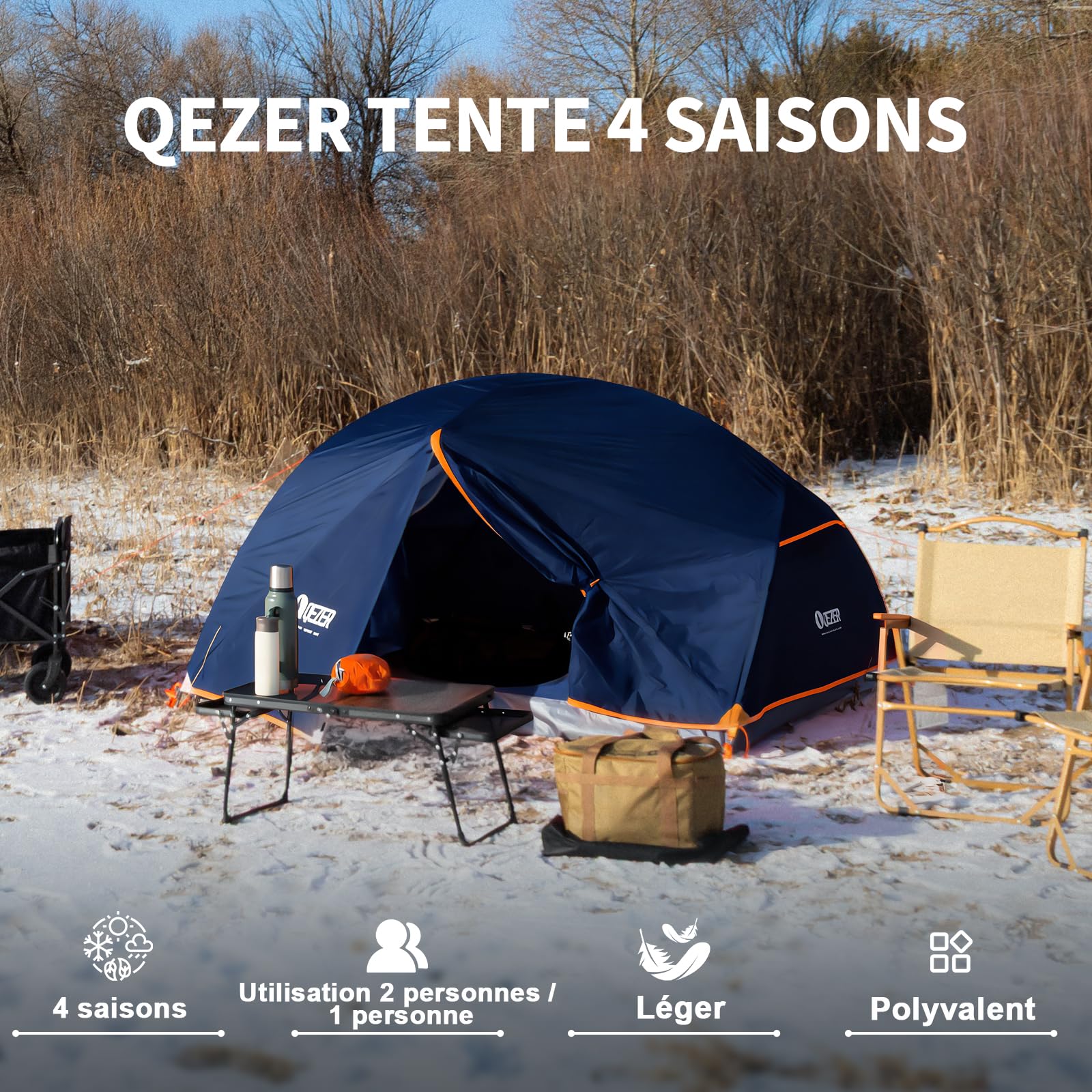 Tente de Camping, Tente dôme, pesant 1,85/2,3 kg,adaptée pour 1 à 2 Personnes, imperméable et Coupe-Vent, adaptée à la randonnée, Camping