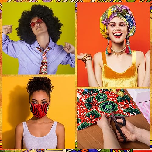 Miniatura 6 de Mixweer 40 Pcs African Cotton Fabric Square No Repeat Quilting Fabrics Bundles African Wax Fabric Cotton Ankara Fat Quarters for DIY Sewing Cloths