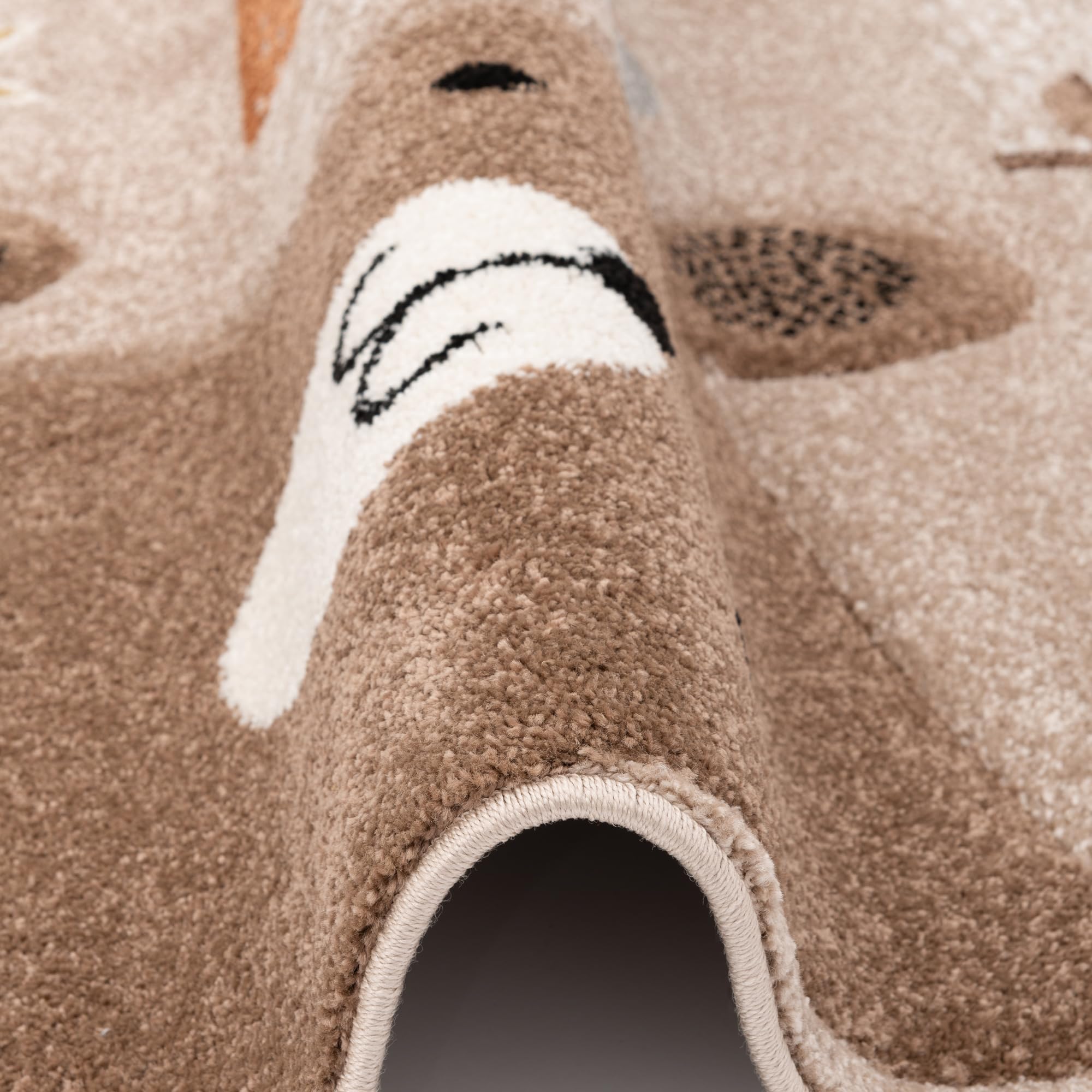 Pergamon Kinderzimmer Teppich Kurzflor Maui Kids Fuchs und Bär Beige Braun in 5 Größen
