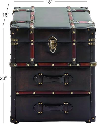 Miniatura 10 de Deco 79 Gabinete rectangular de madera con hebilla superior con bisagras, 18 x 18 x 23 pulgadas, marrón oscuro