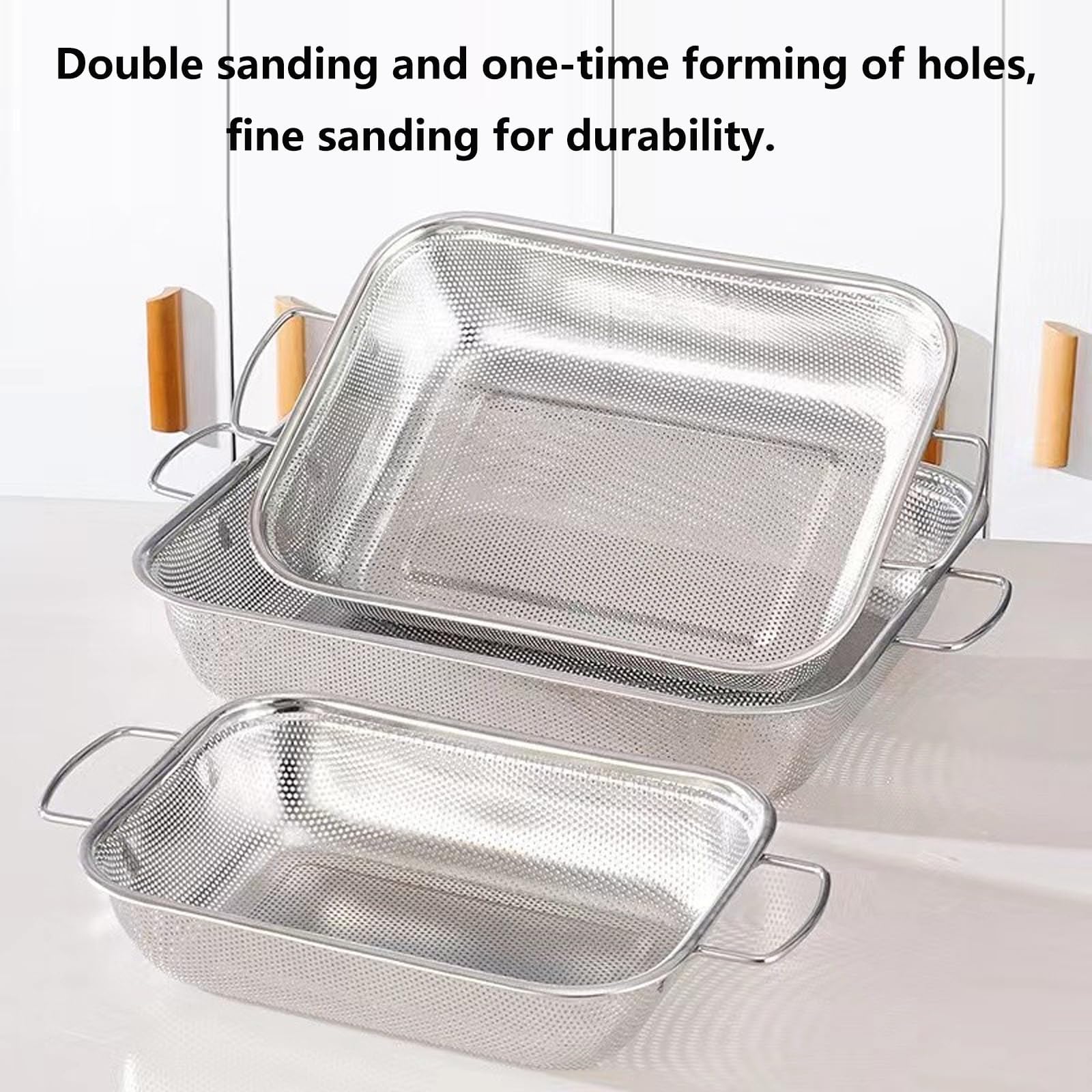 Escurridor de fregadero, cesta de cocina extensible con cestas coladoras de acero inoxidable para lavar frutas y verduras, secar platos y almacenamiento