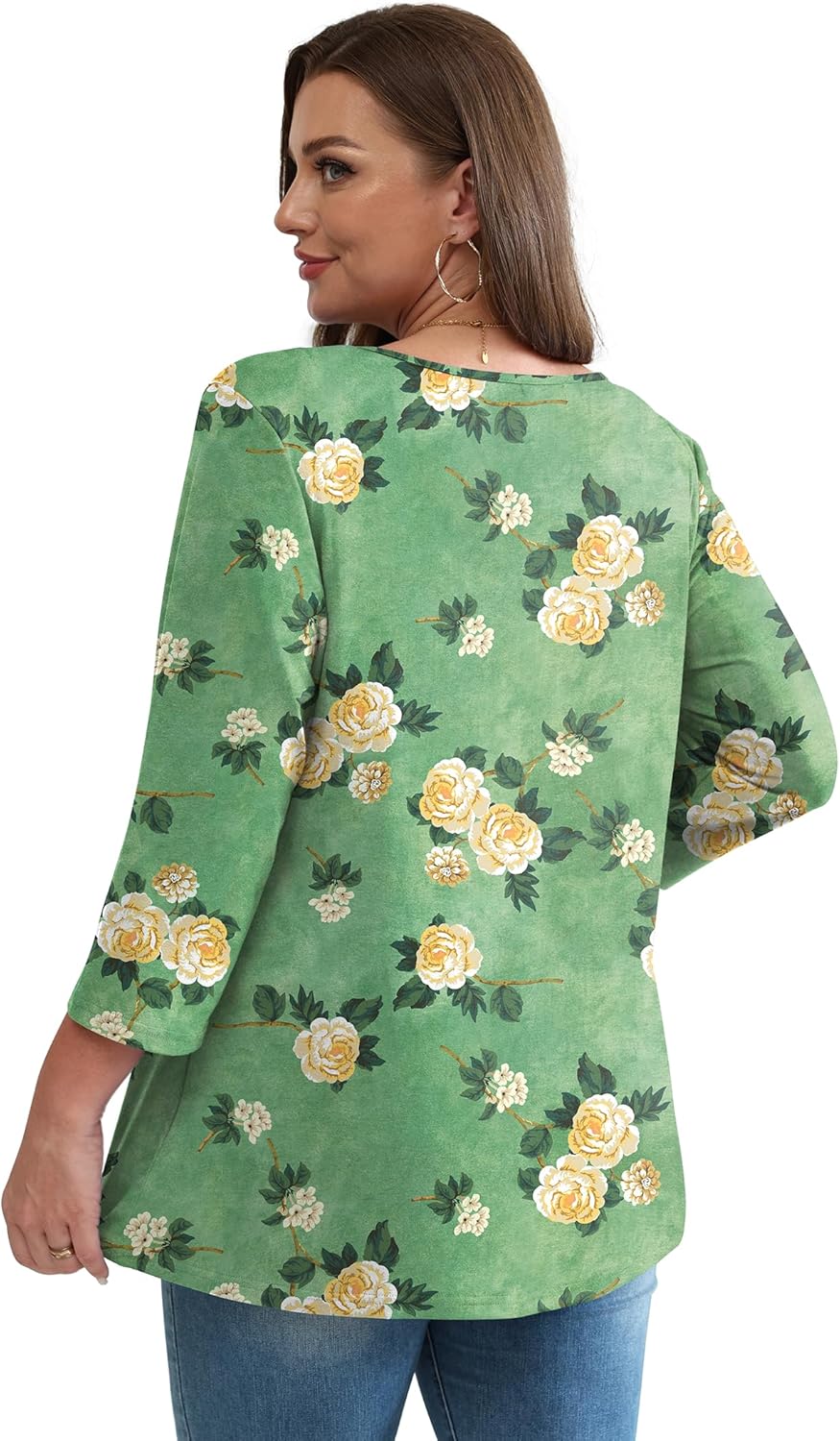 3/4 Length Sleeve Womens Tops 2025 Blouses for Women Dressy Casual Fashion Clothing V Neck Babydoll Tops Fall Outfits - Image 5