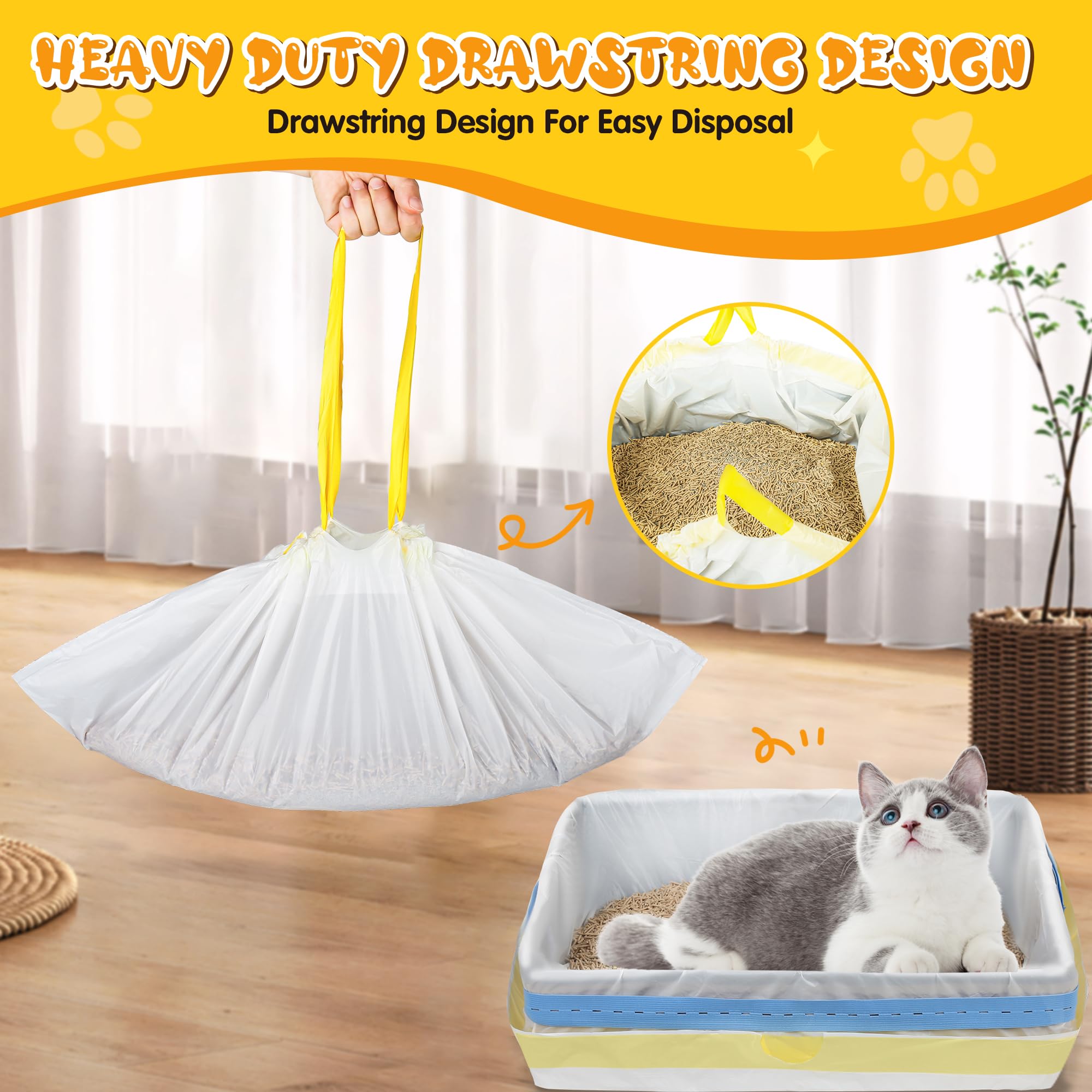 Bolsas de arena para gatos de 37 x 18 pulgadas, 30 bolsas de basura extra gruesas para gatos, extra resistentes, grandes, con cordón, para suministros para mascotas y gatos